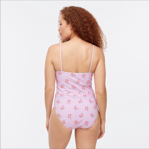 J. CREW One Piece Swimsuit Embroidered Seersucker - Picture 2 of 5